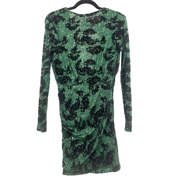 Maje $565 Green Sequin Embroidered Mini Dress Size 36 Small NWT - Picture 6 of 9